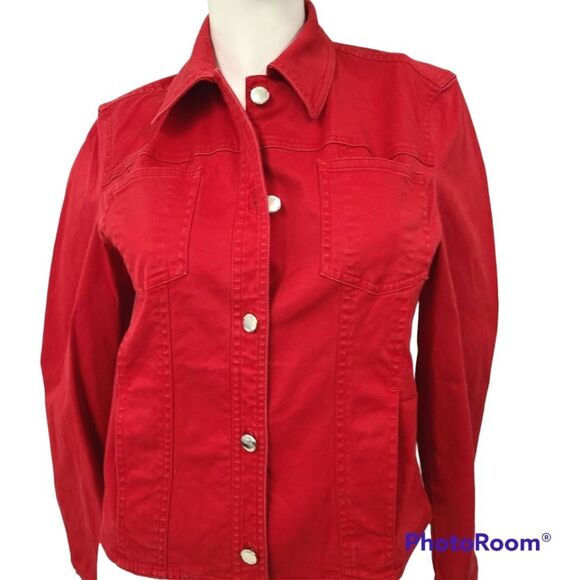 Jones New York Signature Red Jean jacket size Small - Picture 3 of 8